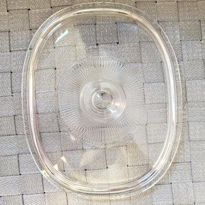 Pyrex F12C Oval Glass Replacement Lid Ribbed Knob Lid Only Callaway French White